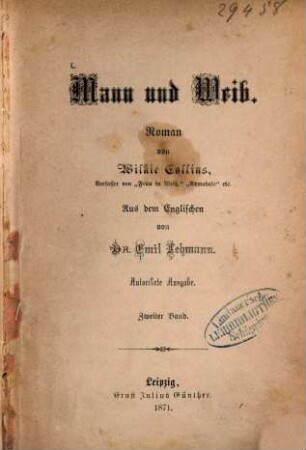 Mann und Weib : Roman, 2. Band
