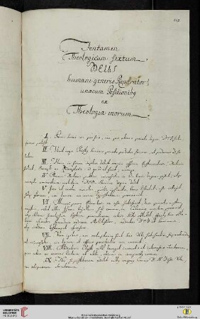 Material- und Thesensammlung: Tentamen Theologicum sextum DEUS humani generis Reparator; unacum Positionibus ex Theologia morum