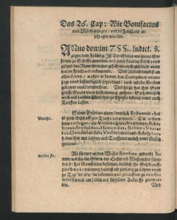 Das 26. Cap: Wie Bonifacius von Meintz gezogen/ und in Frießland erschalgen worden.