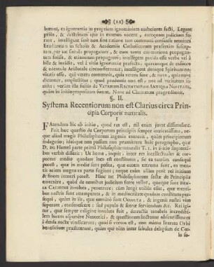 §. II. Systema Recentiorum non est Clarius circa Principia Corporis naturalis