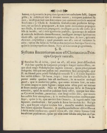 §. II. Systema Recentiorum non est Clarius circa Principia Corporis naturalis
