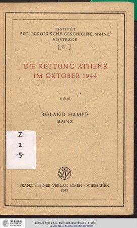 Die Rettung Athens im Oktober 1944