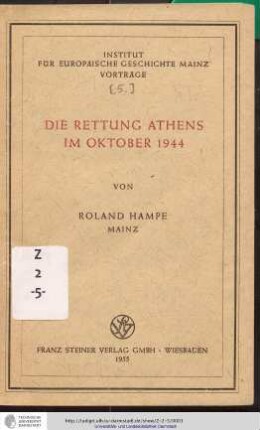 Die Rettung Athens im Oktober 1944