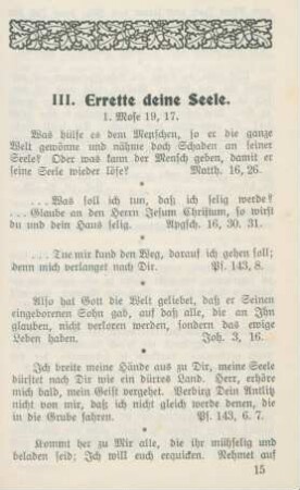 III. Errette deine Seele.