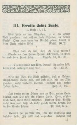III. Errette deine Seele.