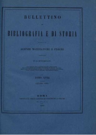 Tomo XVIII. Giugno 1885.
