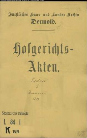 Kestner, Vogt zu Lage gegen Wissmann zu Ehrentrup - Schuldforderung