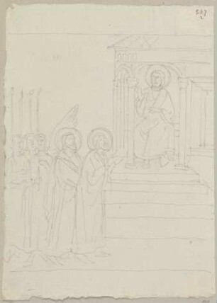 Wie Christus seinen Nährvater Joseph zu seinem himmlichen Vater führt - Wandgemälde, angeblich von Giunta Pisano, im Chor in der oberen Kirche von San Francesco in Assisi