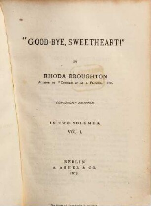 "Good-bye, Sweetheart!", 1