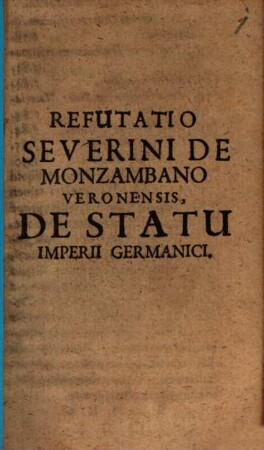 Refutatio Severini De Monzambano Veronensis, De Statu Imperii Germanici