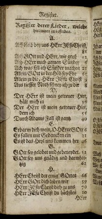 Register derer Lieder, welche hierinnen zu befinden.