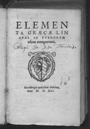 Elementa linguae Graecae : in puerorum usum comportata