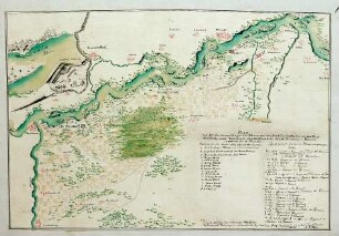 WHK 19 Krieg des Deutschen Reichs mit Frankreich: Plan der Postierung der Truppen unter dem Kommando von Prinz Georg von Hessen bei Sandhofen am Rhein, 20. Mai 1735