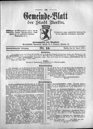 1921,15: Nr. 15, 10. April 1921