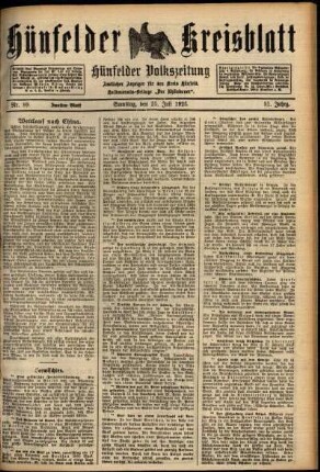 Zweite Ausgabe vom Samstag, den 25. Juli 1925.