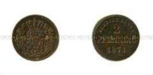 Deutsche Kleinmünze über 2 Pfennig aus dem Königreich Bayern