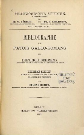 Bibliographie des patois gallo-romans