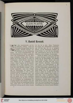 Klein-Plastik. V. Rudolf Bosselt [Felix Commichau]