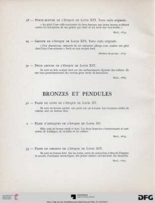 Bronzes et pendules (Nr. 31-42)