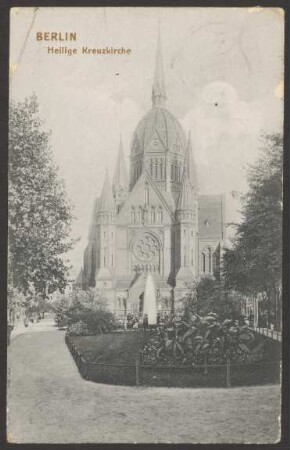 Ansichtskarte "Heilige Kreuzkirche" mit Grünanlage [2/2]