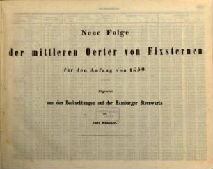 Neue Folge der mittleren Oerter von Fixsternen für den Anfang von 1850
