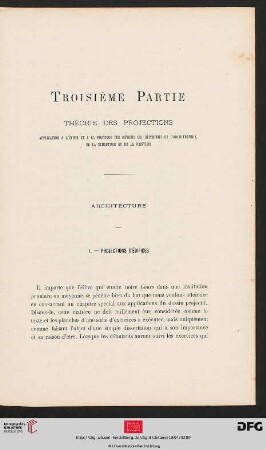 Troisième Partie. Théorie des projections