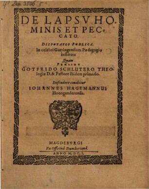 Disp. de lapsu hominis et peccato