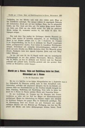 Marsch zur 4. Armee, Ruhe und Ausbildung hinter der Front, Abtransport zur 3. Armee