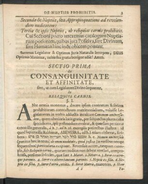 Sectio Prima de Consanguinitate Et Affinitate, ...