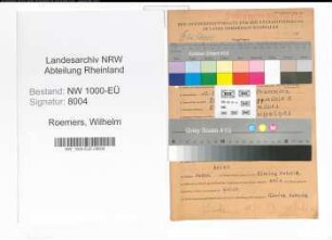 Entnazifizierung Wilhelm Roemers, geb. 12.02.1892 (Bergmann)