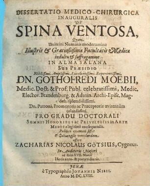 Dissertatio Medico-Chirurgica Inauguralis De Spina Ventosa