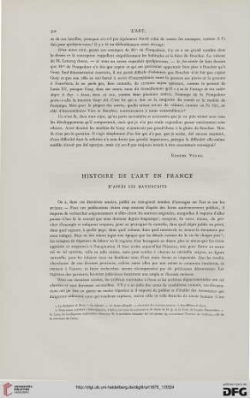 1: Histoire de l'art en France d'après les manuscrits