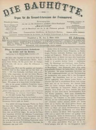 No 9. Frankfurt a. M., den 1. März 1919. 62. Jahrgang.