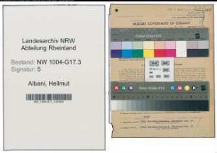 Entnazifizierung Hellmut Albani , geb. 18.02.1904 (Kaufmann)