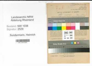 Entnazifizierung Heinrich Sundermann , geb. 04.01.1902 (Metzger)