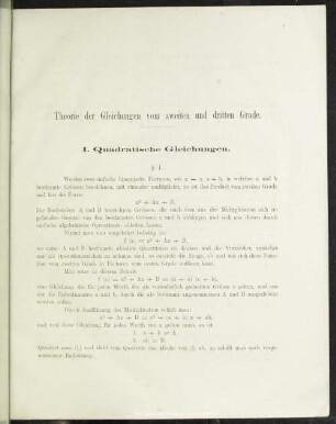 Theorie der Gleichungen vom zweiten und dritten Grade