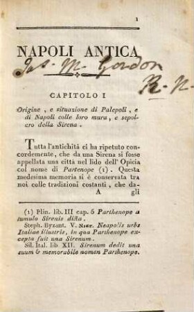 Napoli Antica E Moderna : Dedicata A S.M. Ferdinando IV. Re Delle Due Sicilie, Parte Prima