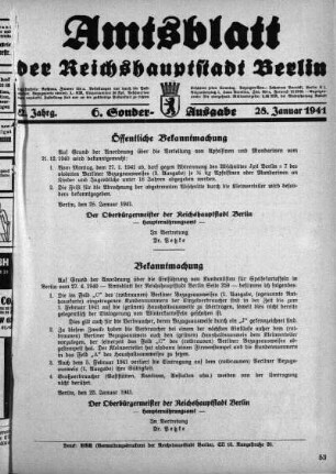 6. Sonderausgabe, 28. Januar 1941