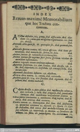 Index Rerum maximè Memorabilium quae hoc Tractatu continentur