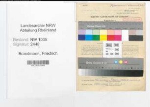 Entnazifizierung Friedrich Brandmann , geb. 02.03.1899 (Kaufmaennischer Angestellter)