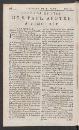 Seconde Epistre De S. Paul Apotre A Timothée
