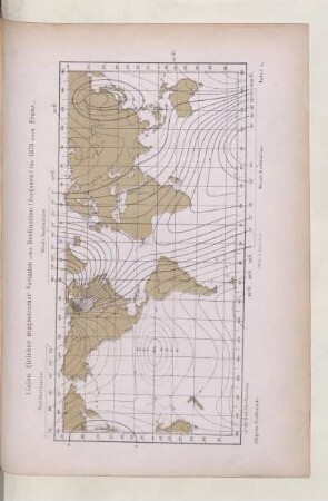 Linien gleicher magnetischer Variation oder Deelination (Isogonen) für 1878 nach Evans