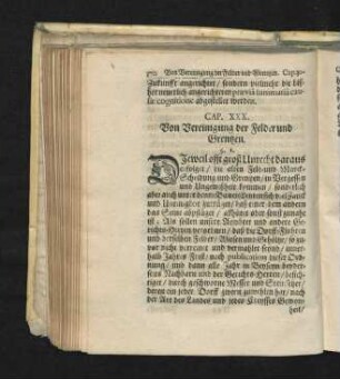 Cap. XXX. Von Vereinigung der Felder und Grentzen.
