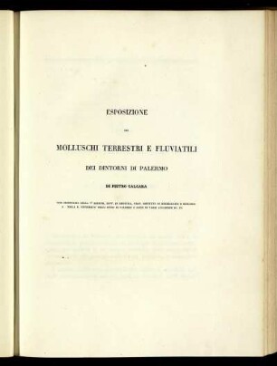 Esposizione dei Molluschi Terrestri e Fluviatili dei dintorni di Palermo