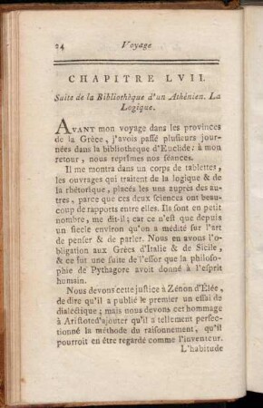 Chapitre LVII. Suite de la Bibliothèque d'un Athénien. La Logique.