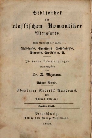 Abenteuer Roderick Random's : In vier Theilen, 2