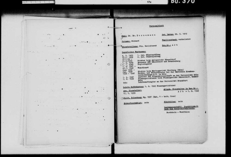 Verschiedene einzelne Rechtsfragen des Lastenausgleichs