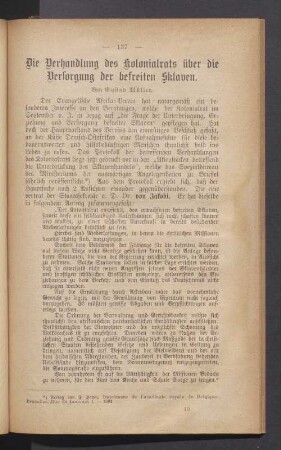 Die Verhandlung des Kolonialrats über die Versorgung der befreiten Sklaven
