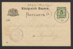 Brief von Alois Zick an Regensburgische Botanische Gesellschaft