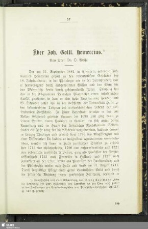 Über Joh. Gottl. Heineccius